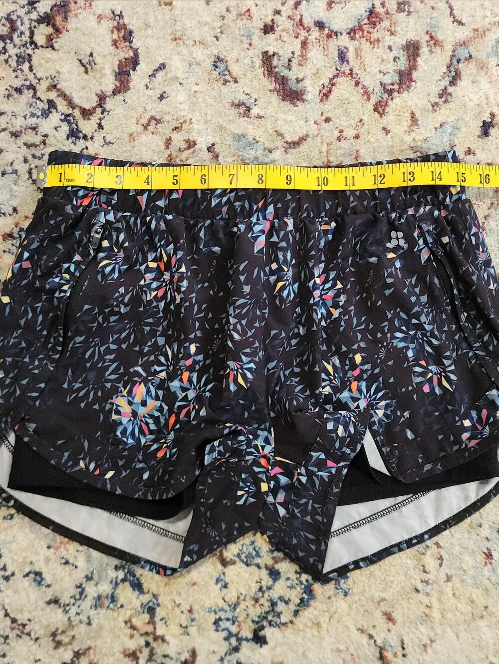 Sweaty Betty Running Shorts Black Kaleidescope Womens Size Medium